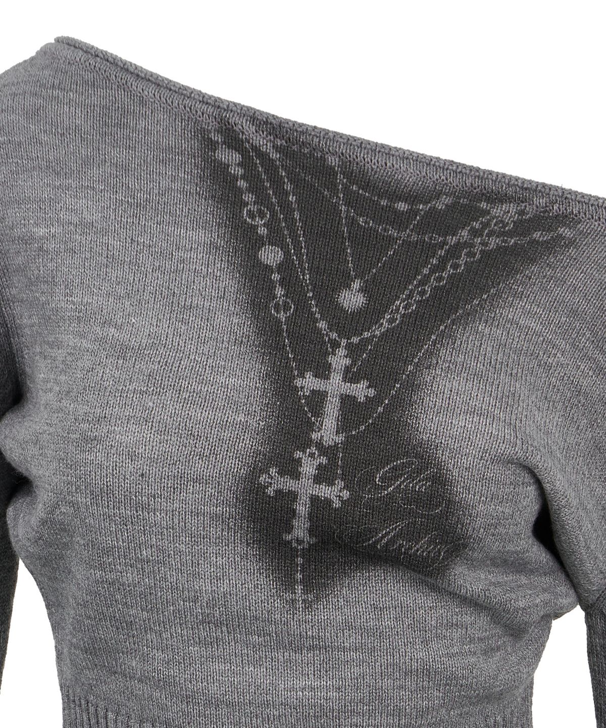 길라아카이브(GILAARCHIVE) NECKLACE OFF SHOULDER KNIT_GREY