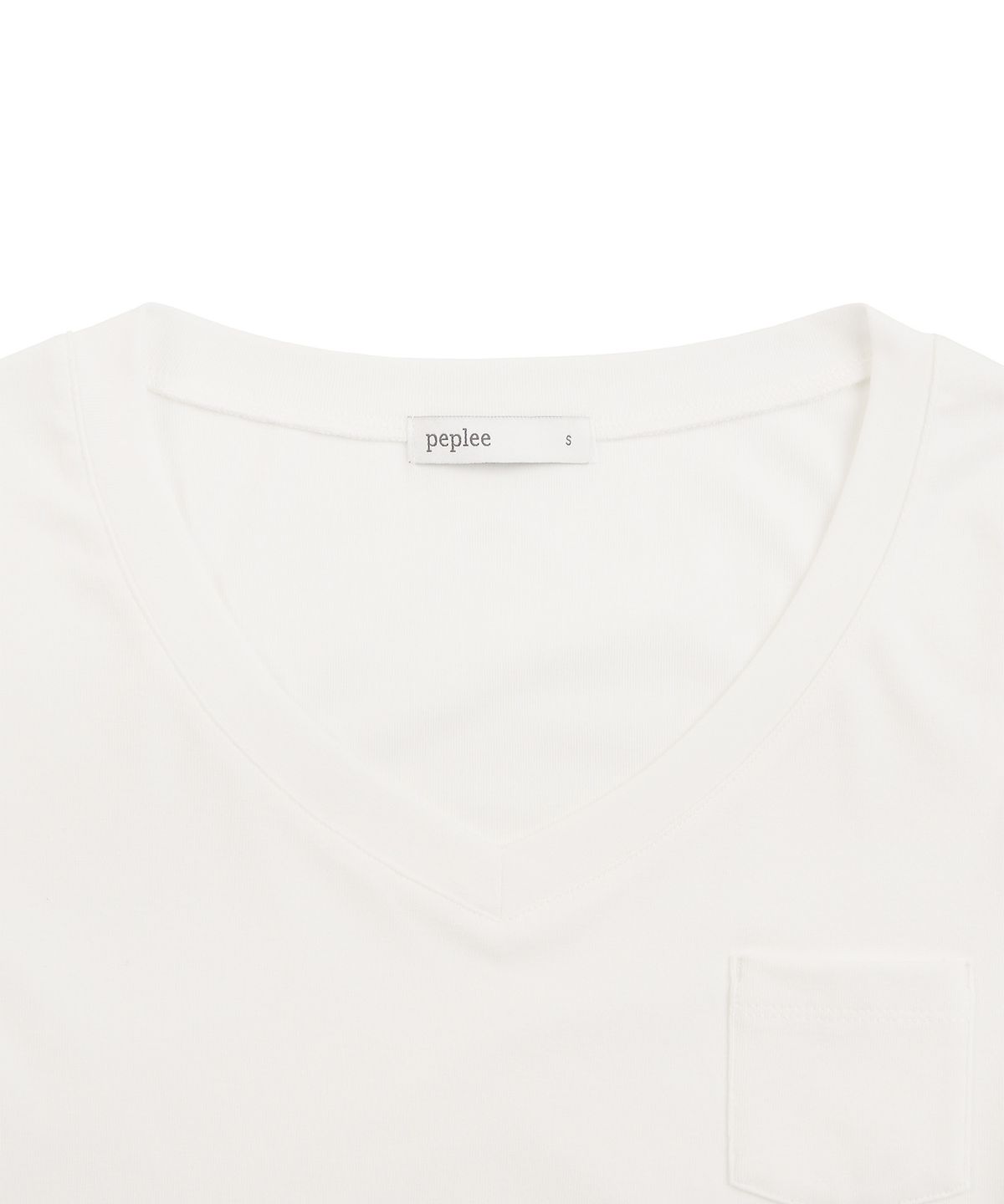 페플리(PEPLEE) V-Neck Pocket Long Sleeve (White)