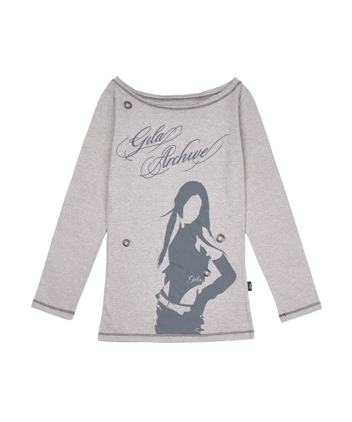 길라아카이브(GILAARCHIVE) ONE SHOULDER EYELET LONG SLEEVE_GREY