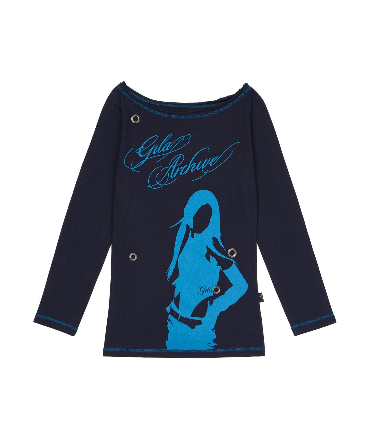 길라아카이브(GILAARCHIVE) ONE SHOULDER EYELET LONG SLEEVE_NAVY