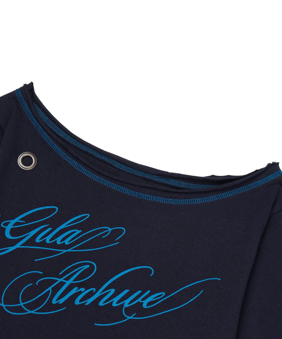 길라아카이브(GILAARCHIVE) ONE SHOULDER EYELET LONG SLEEVE_NAVY