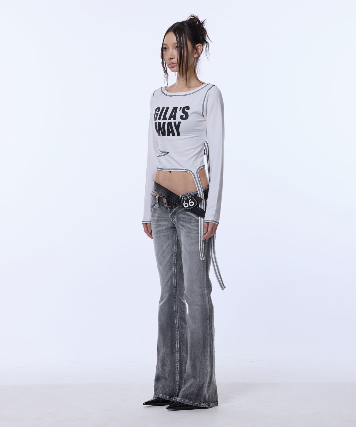 길라아카이브(GILAARCHIVE) 2-WAY STRAP CROP LONG SLEEVE_WHITE