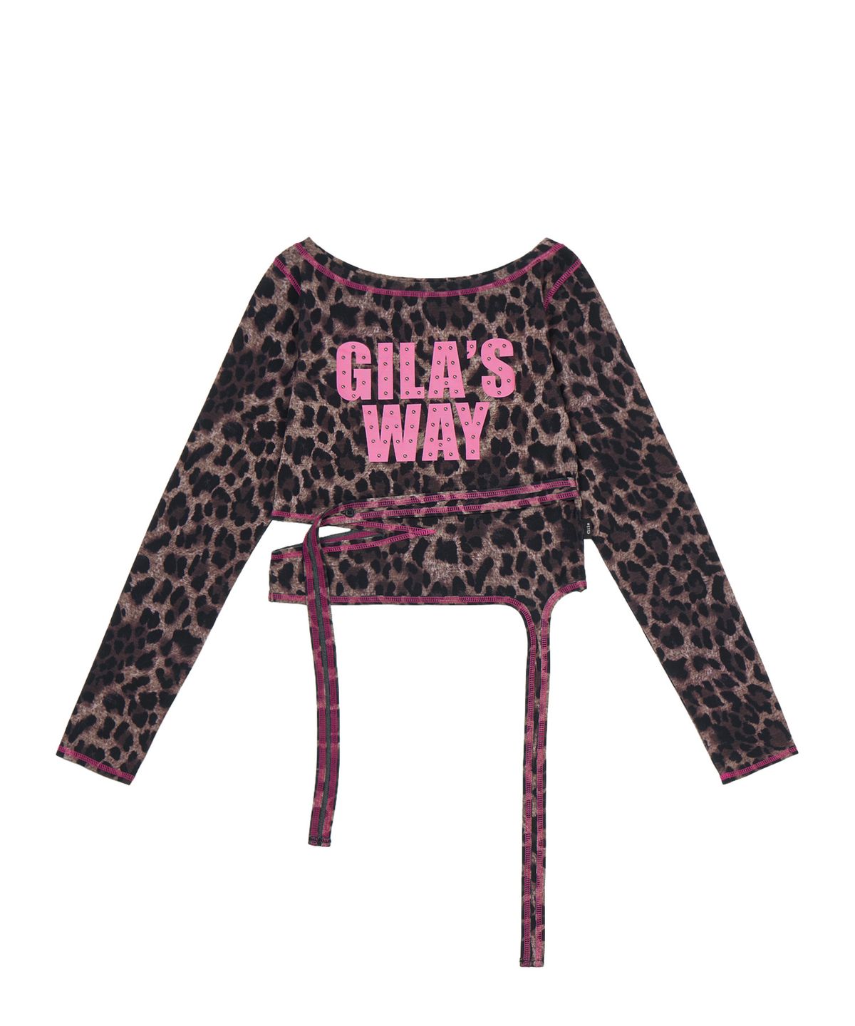 길라아카이브(GILAARCHIVE) 2-WAY STRAP LEOPARD CROP LONG SLEEVE_BROWN