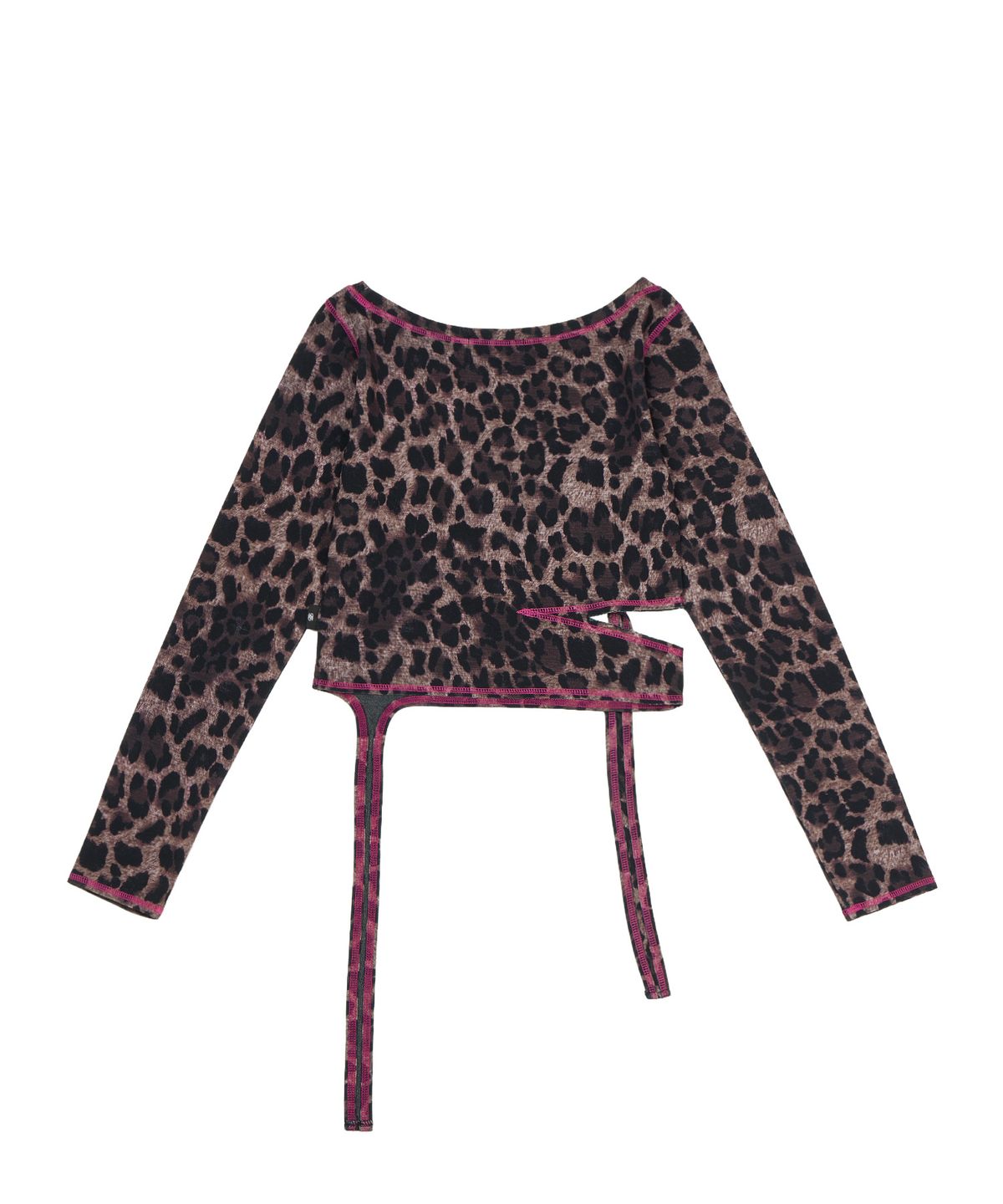 길라아카이브(GILAARCHIVE) 2-WAY STRAP LEOPARD CROP LONG SLEEVE_BROWN