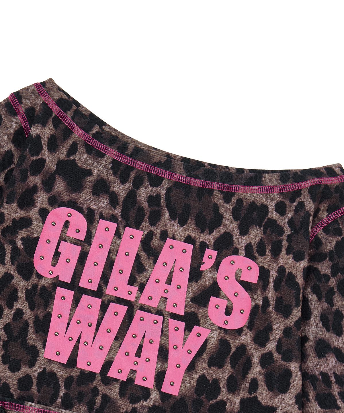 길라아카이브(GILAARCHIVE) 2-WAY STRAP LEOPARD CROP LONG SLEEVE_BROWN