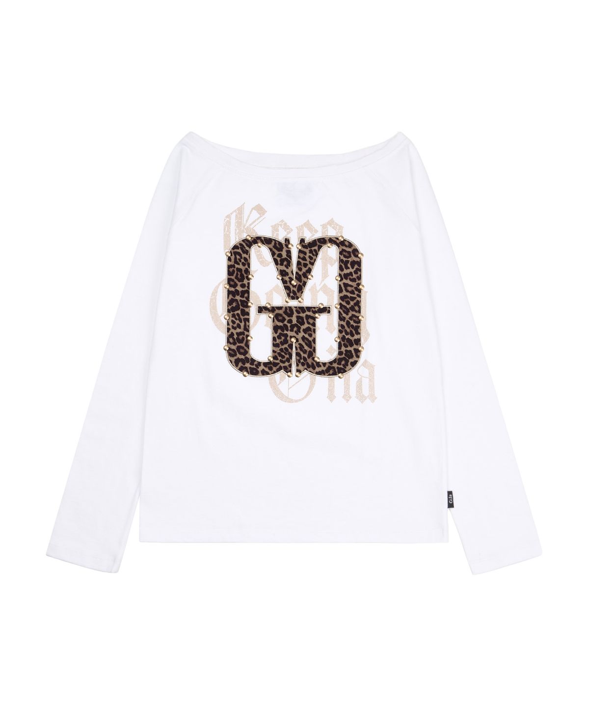 길라아카이브(GILAARCHIVE) APPLIQUE STUD G LOGO LONG SLEEVE_WHITE