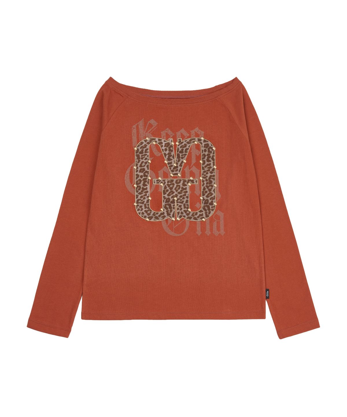 길라아카이브(GILAARCHIVE) APPLIQUE STUD G LOGO LONG SLEEVE_ORANGE