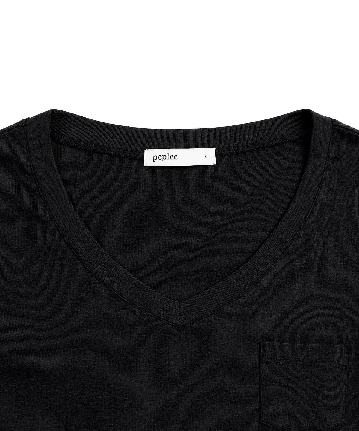 페플리(PEPLEE) V-Neck Pocket Long Sleeve (Black)