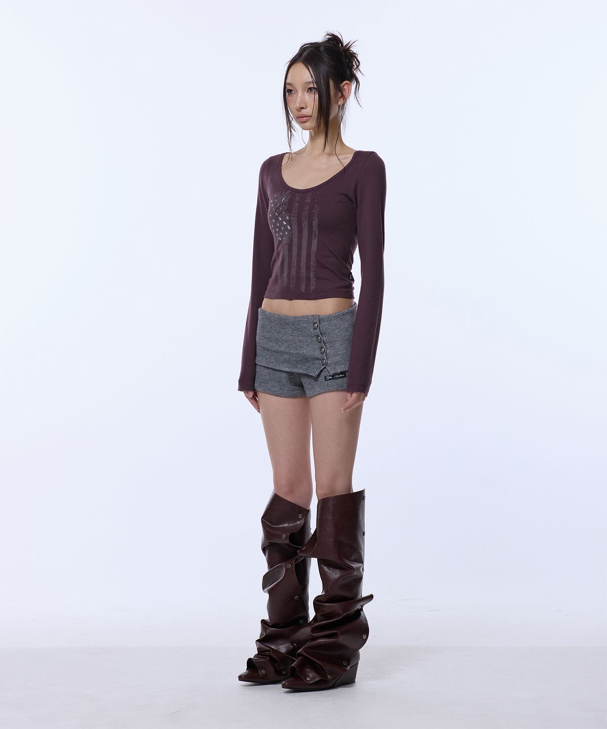 길라아카이브(GILAARCHIVE) USA STAR CROP LONG SLEEVE_PURPLE