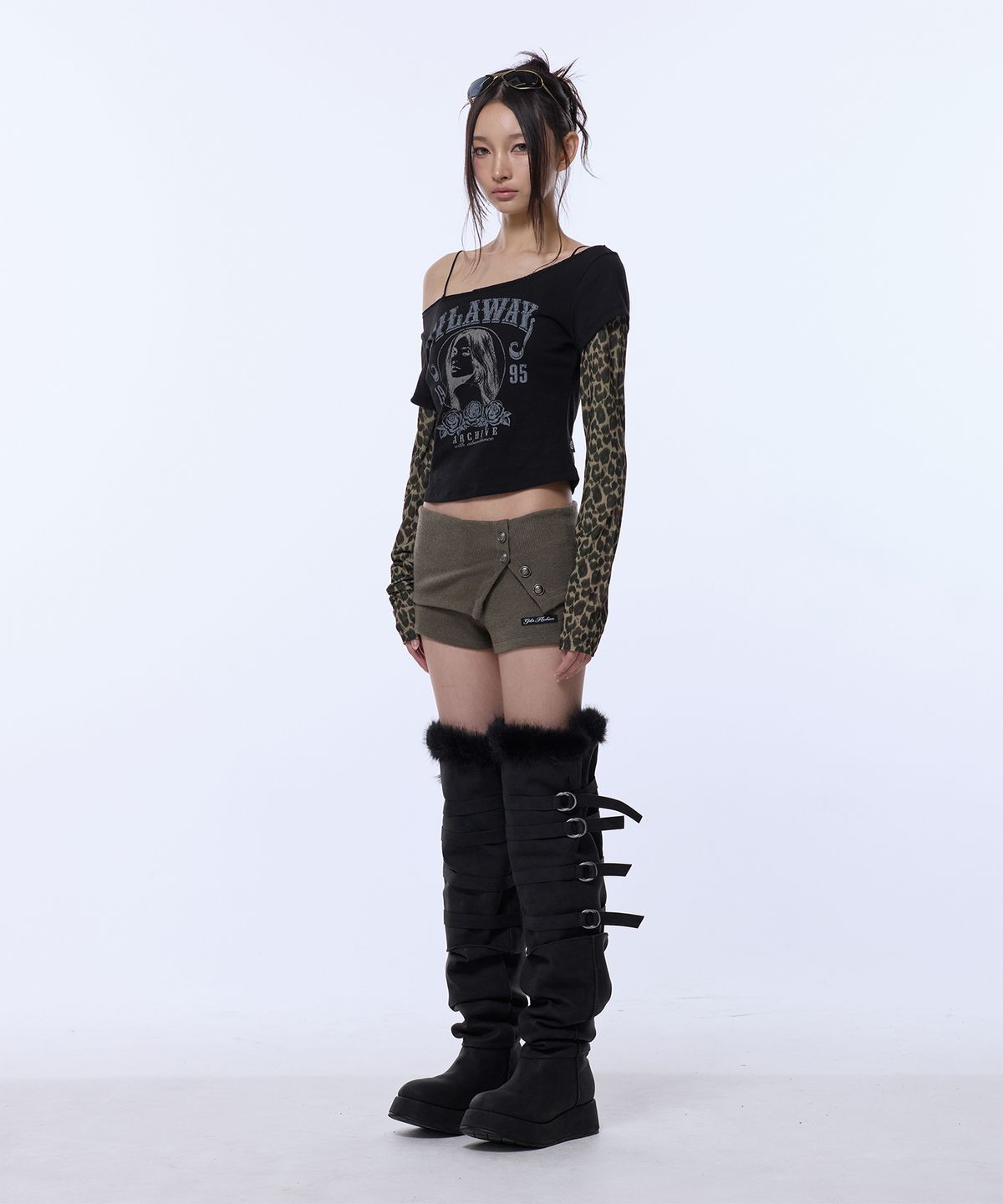 길라아카이브(GILAARCHIVE) RUNAWAY GIRL LEOPARD LONG SLEEVE_BLACK