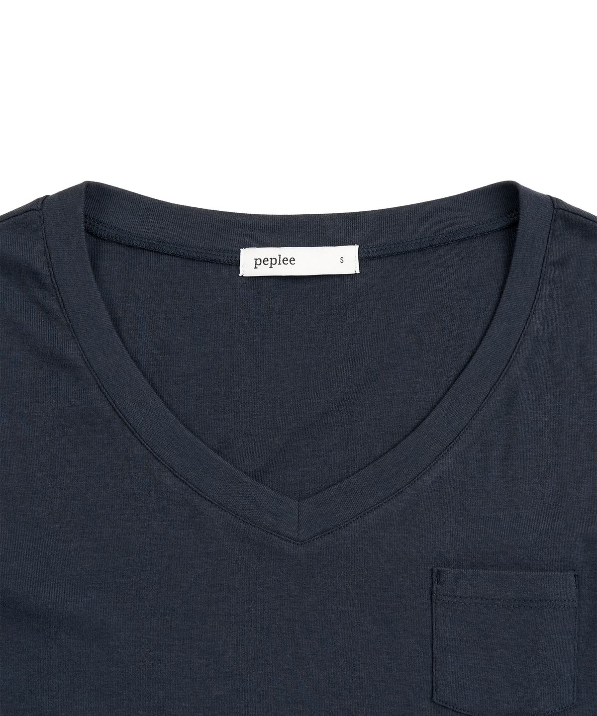 페플리(PEPLEE) V-Neck Pocket Long Sleeve (Navy)