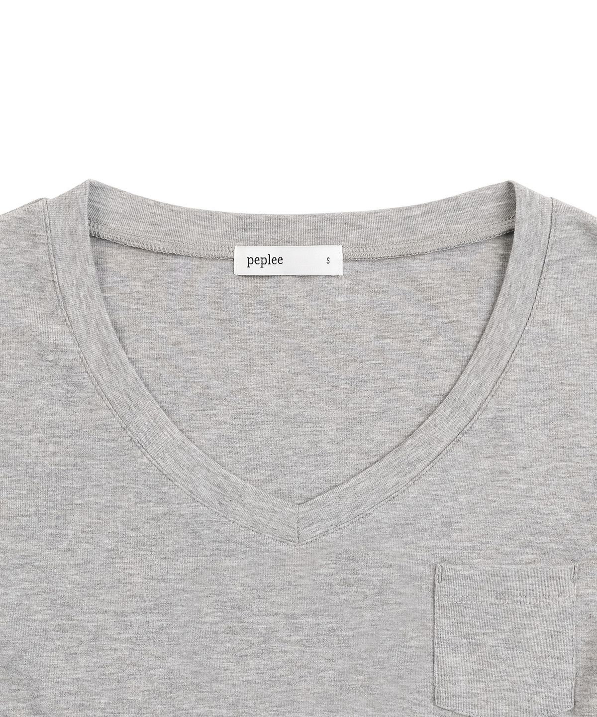 페플리(PEPLEE) V-Neck Pocket Long Sleeve (Grey)