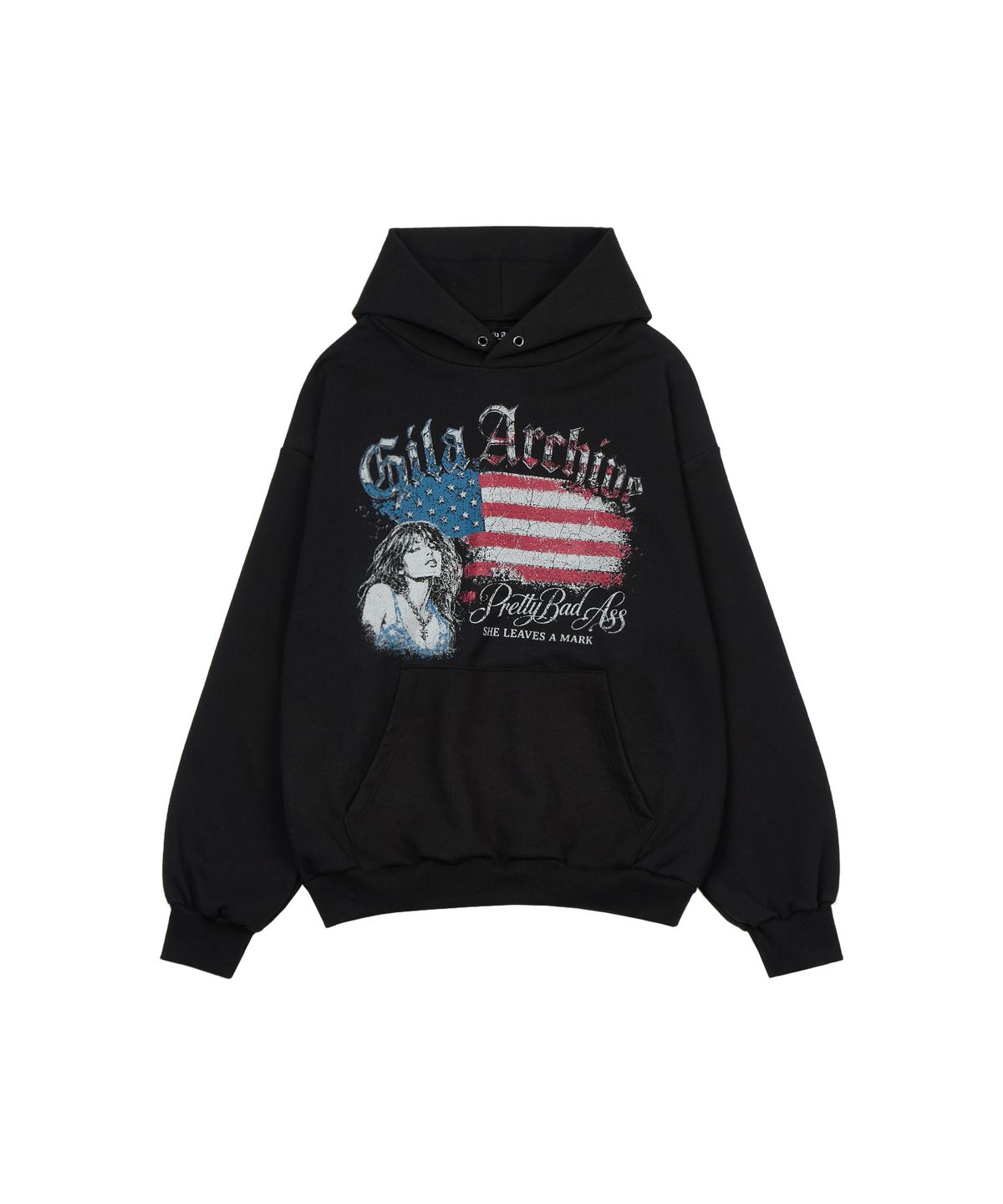 길라아카이브(GILAARCHIVE) USA LOGO GIRL OVER SIZE HOODED_BLACK