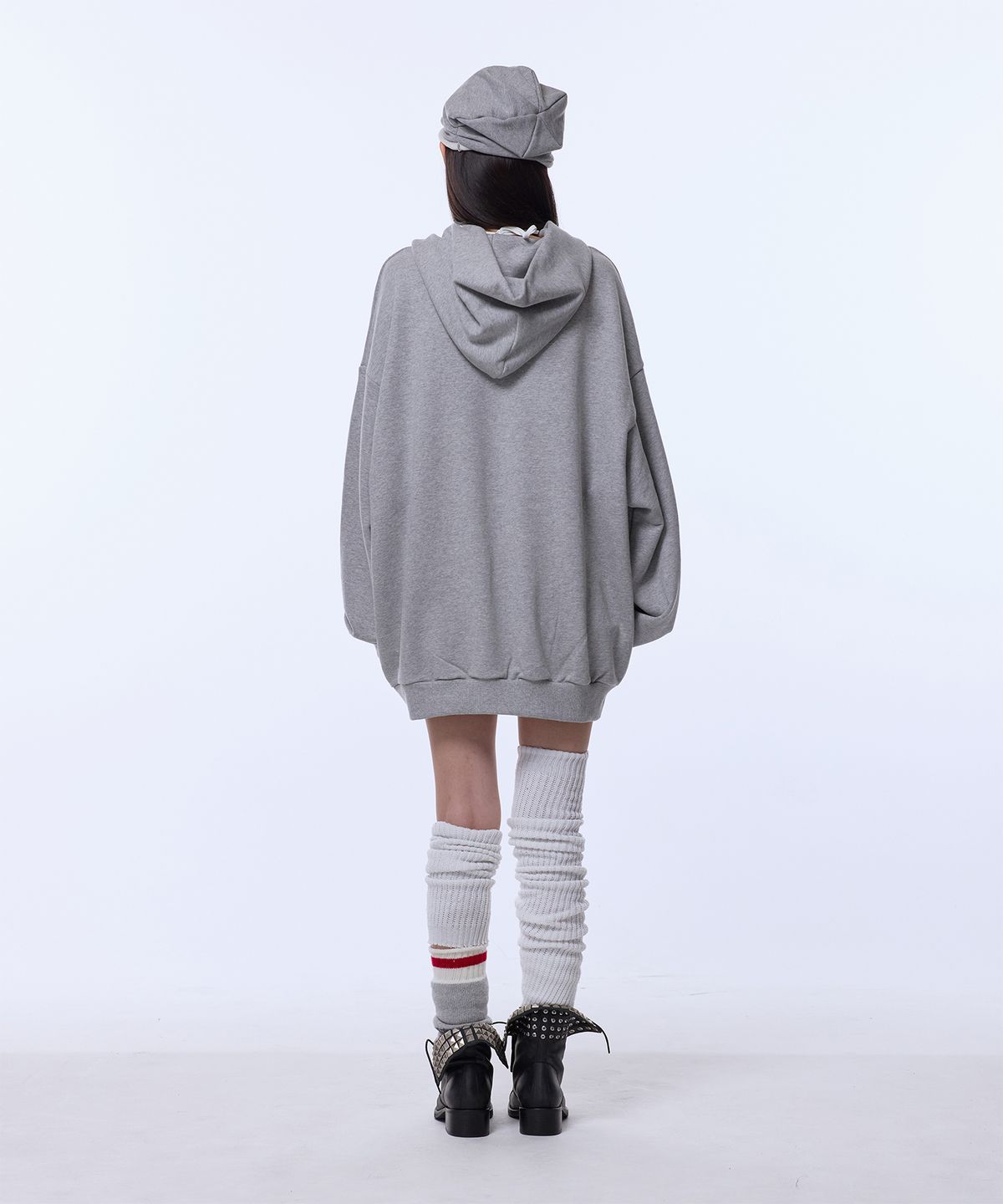 길라아카이브(GILAARCHIVE) USA LOGO GIRL OVER SIZE HOODED_GREY