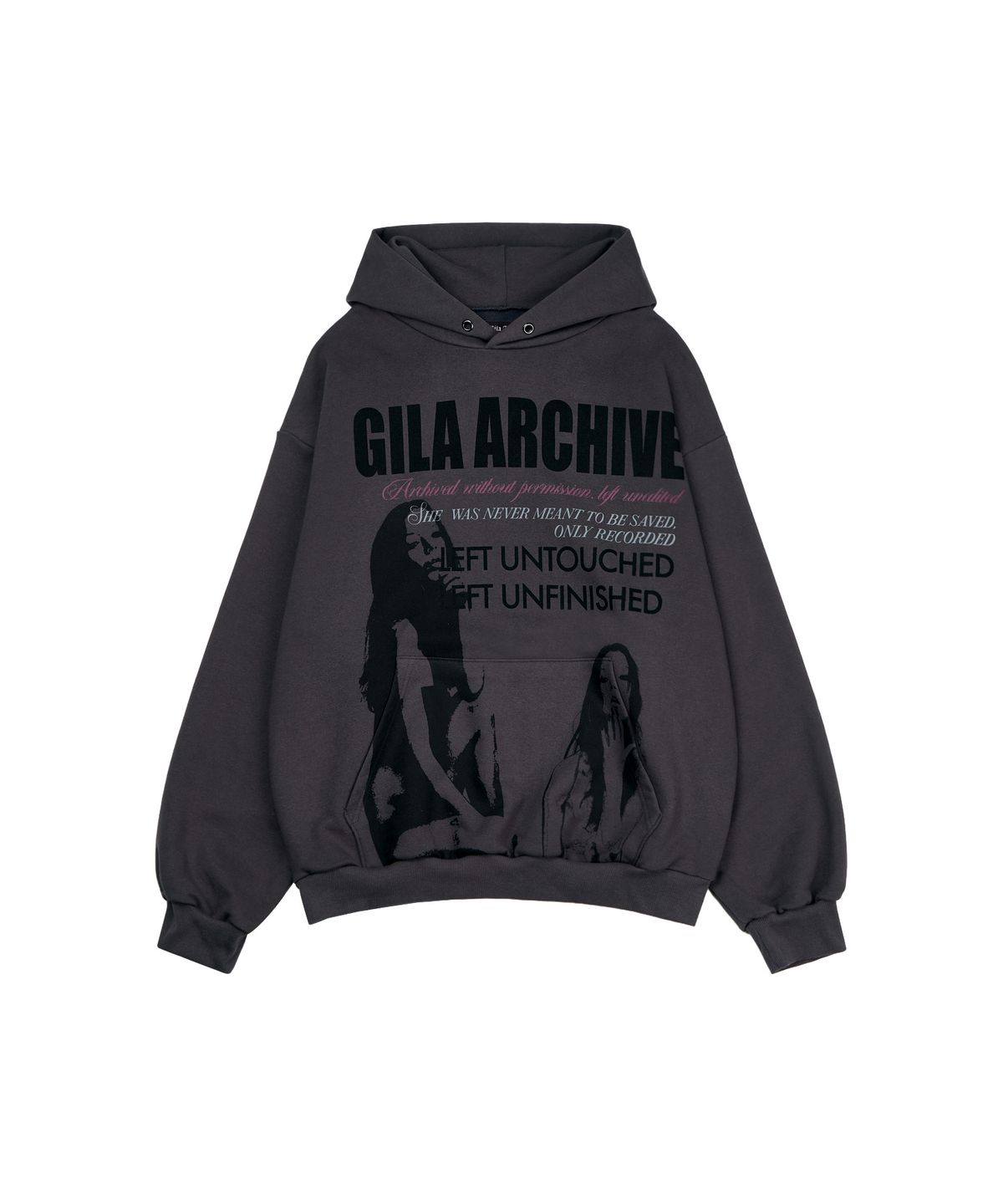 길라아카이브(GILAARCHIVE) TWICE GIRL OVER SIZE HOODED_CHARCOAL