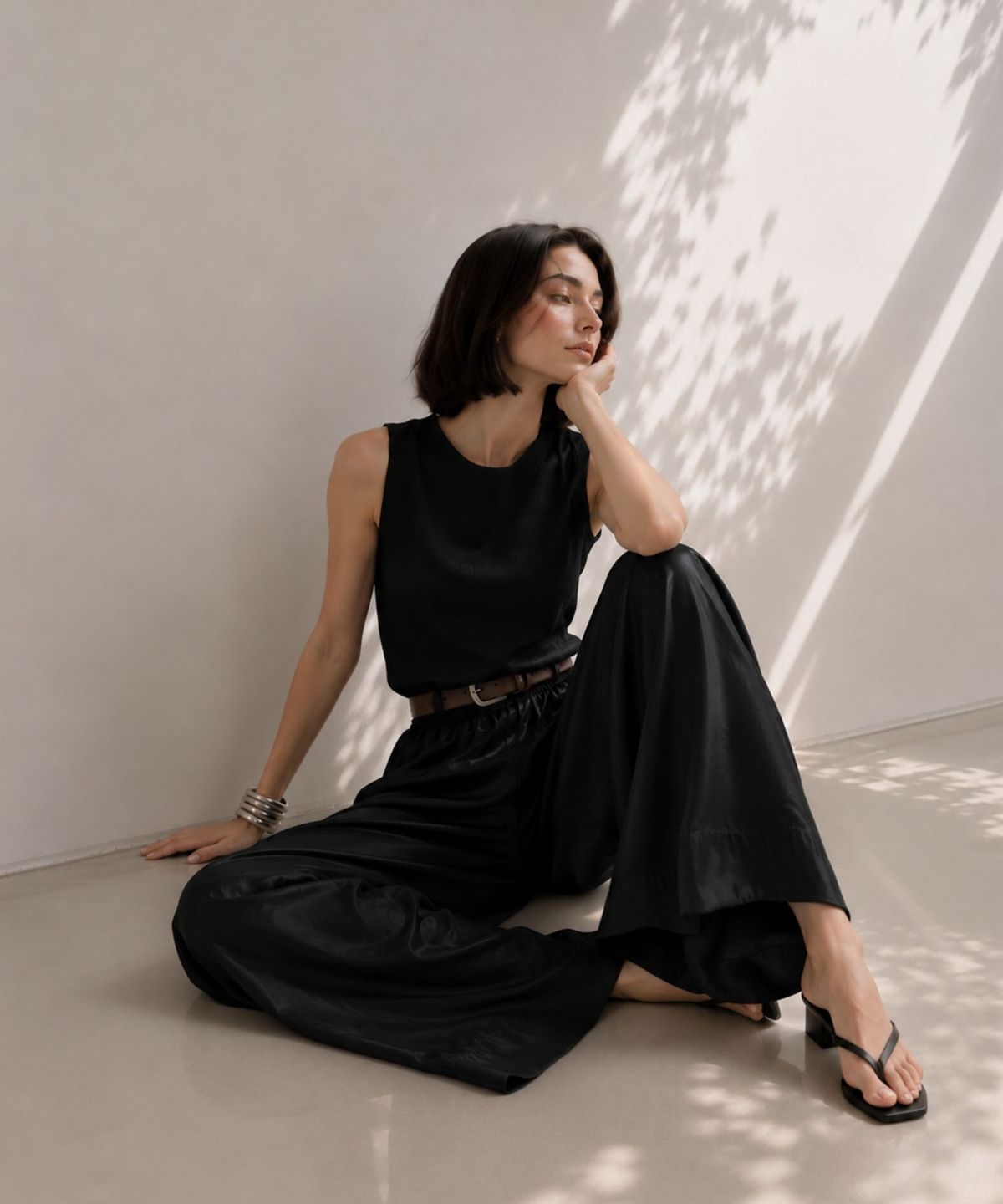 블랙크러쉬(BLACRUSH) Silky Satin Easy Pants / 블랙