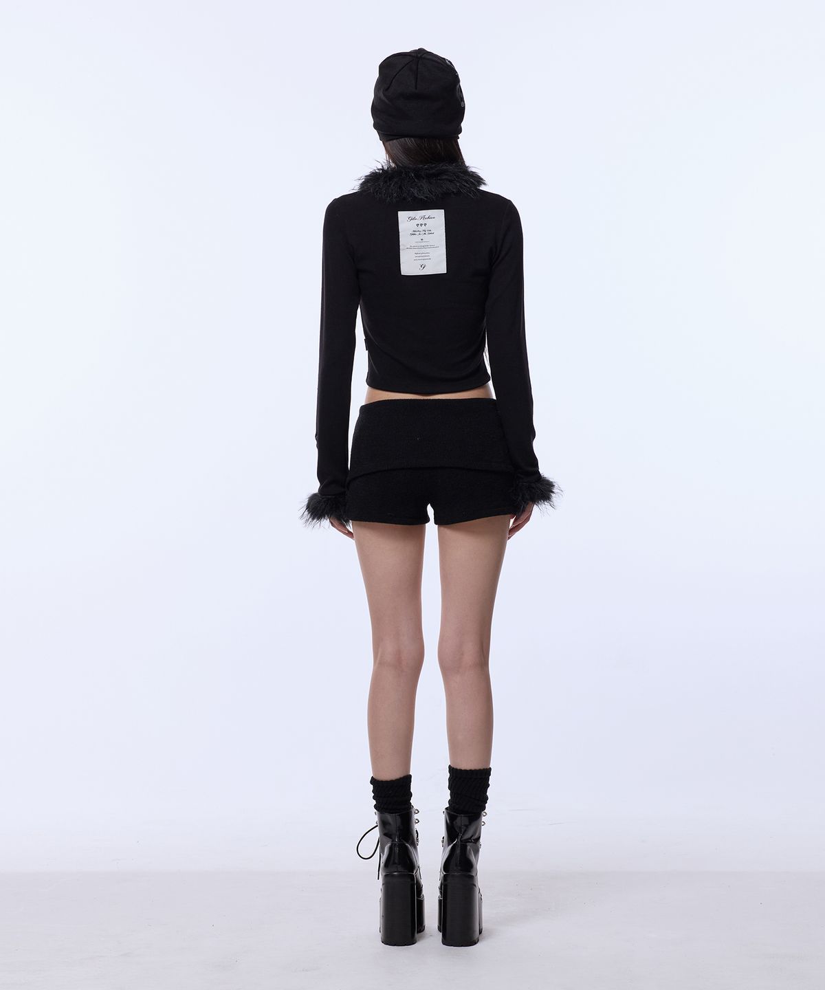 길라아카이브(GILAARCHIVE) FUR TRIMMING CARDIGAN_BLACK