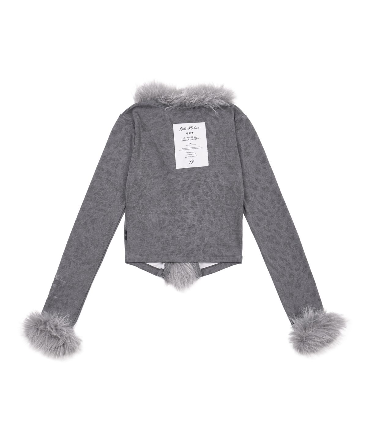 길라아카이브(GILAARCHIVE) FUR TRIMMING LEOPARD CARDIGAN_CHARCOAL