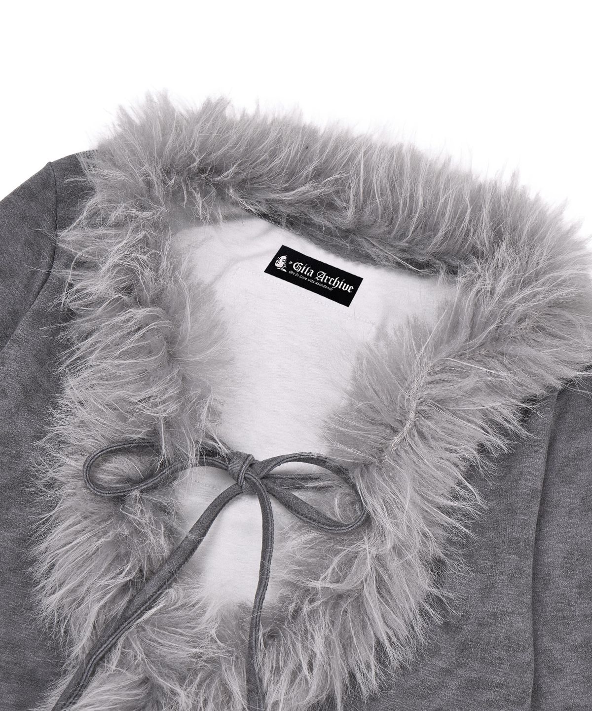 길라아카이브(GILAARCHIVE) FUR TRIMMING LEOPARD CARDIGAN_CHARCOAL