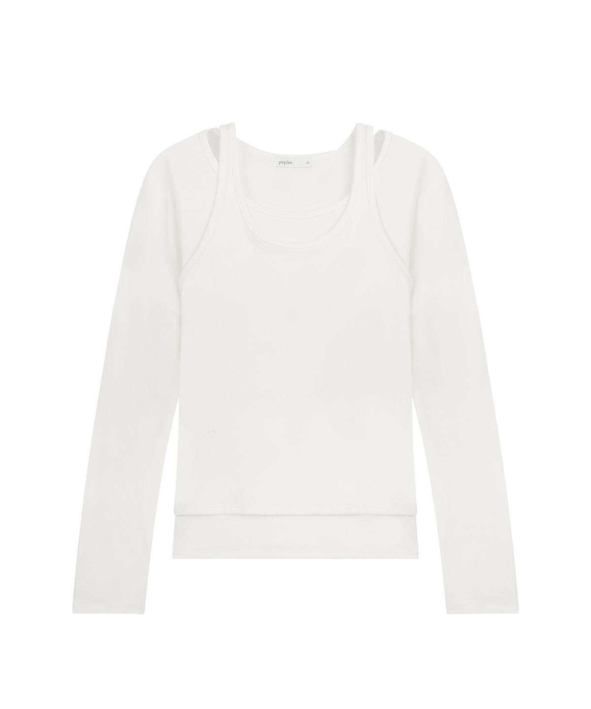 페플리(PEPLEE) [Set] Tencel Layered Top (White)