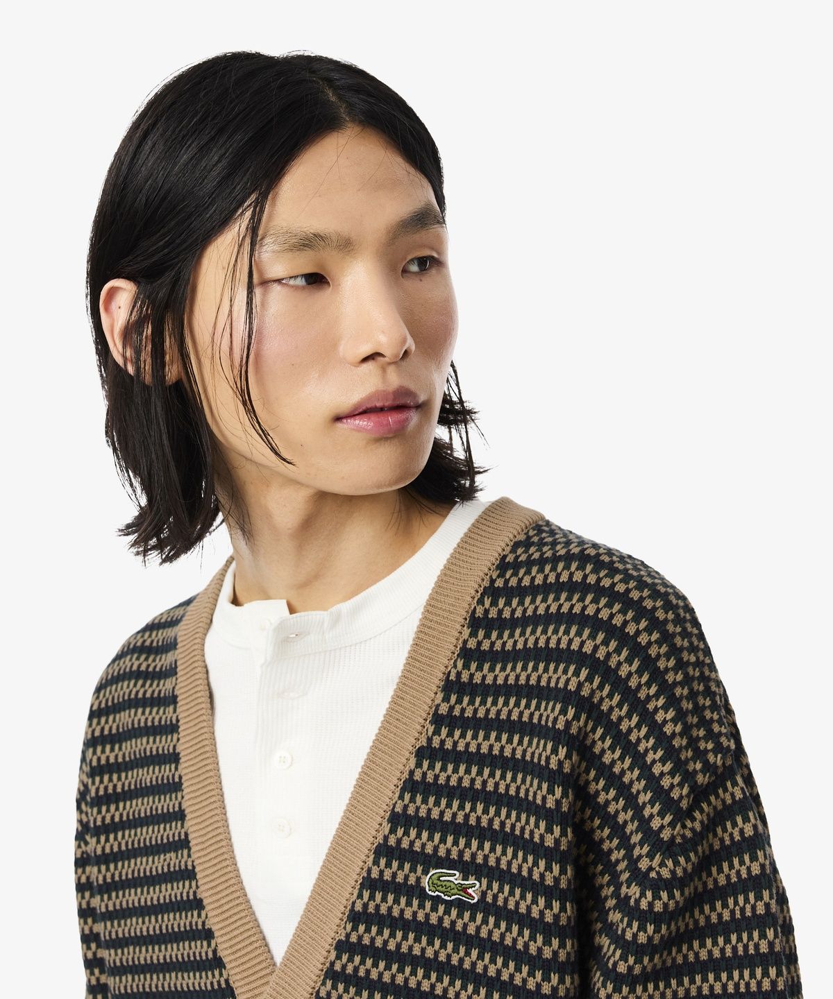 라코스테(LACOSTE) 남성 코튼 패턴 V넥 가디건 AH8567-56N XEI