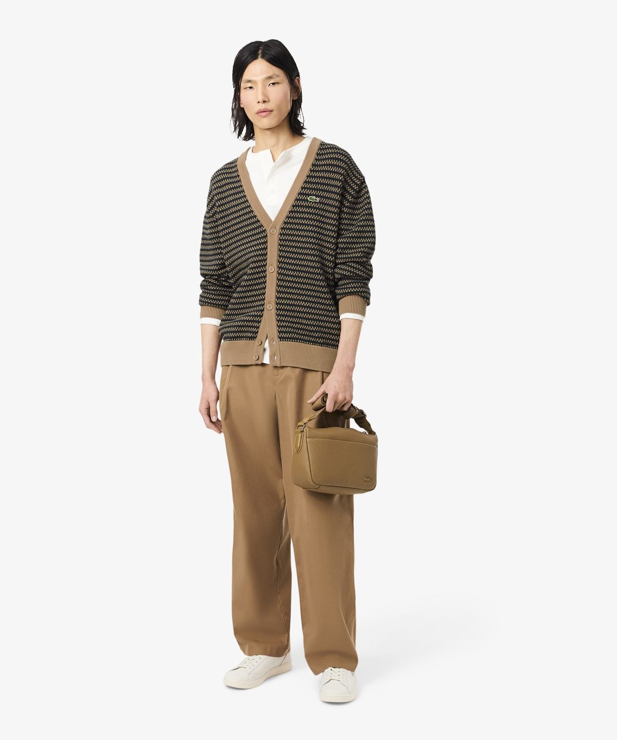 라코스테(LACOSTE) 남성 코튼 패턴 V넥 가디건 AH8567-56N XEI