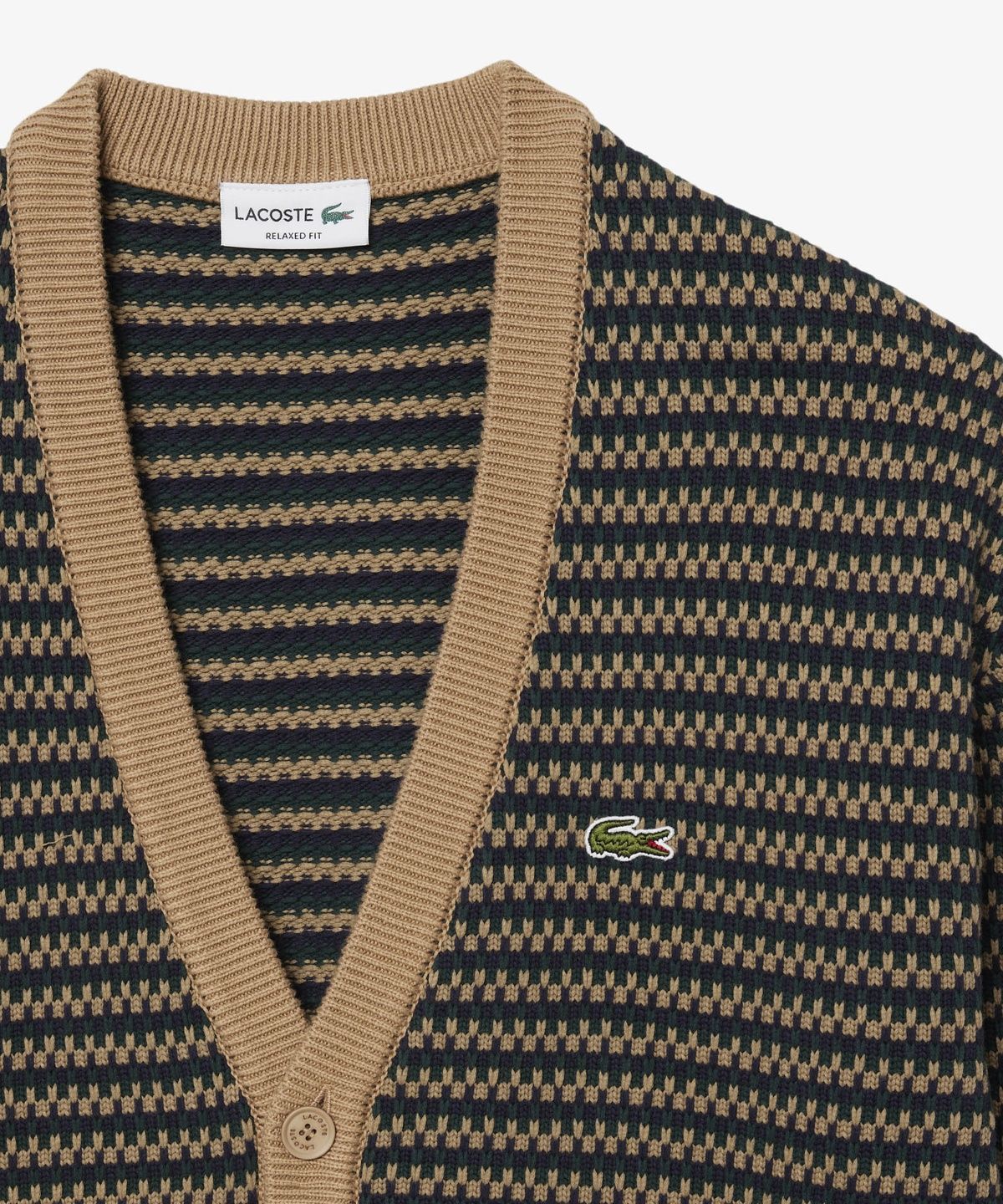 라코스테(LACOSTE) 남성 코튼 패턴 V넥 가디건 AH8567-56N XEI