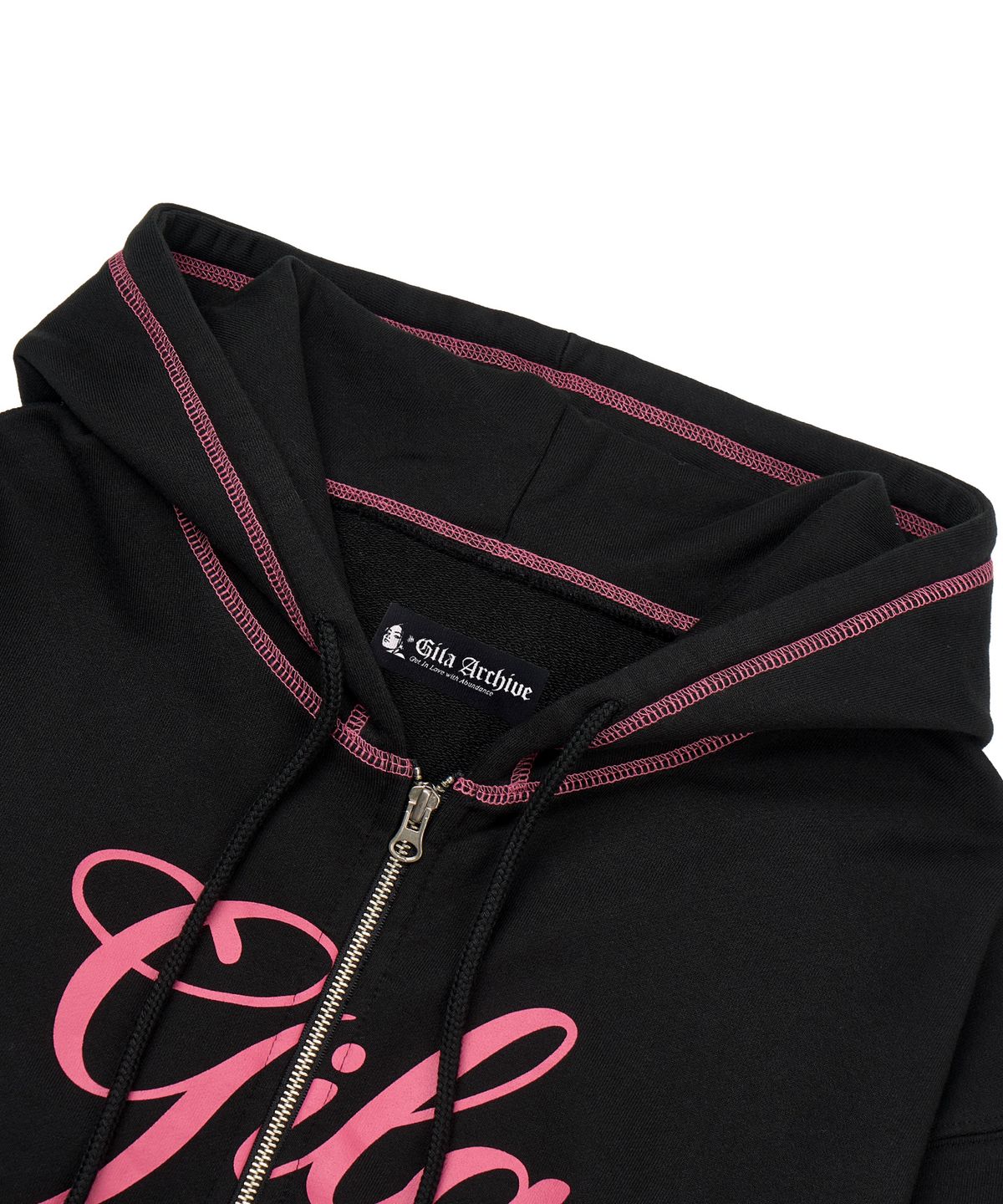 길라아카이브(GILAARCHIVE) STITCHED SMALL LOGO HOOD ZIP-UP_BLACK