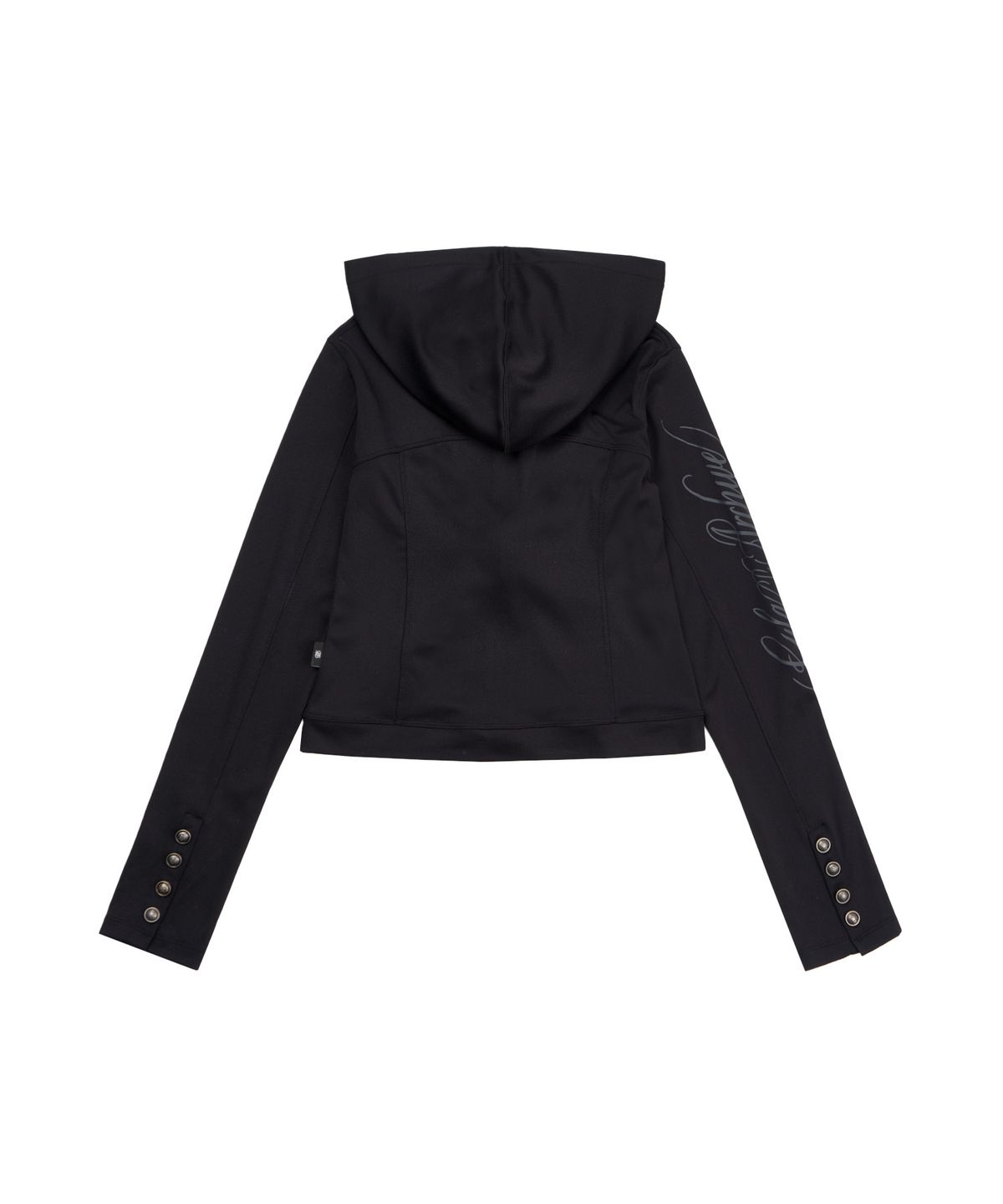 길라아카이브(GILAARCHIVE) SIDE LETTERING LOGO CROP HOOD ZIP-UP_BLACK