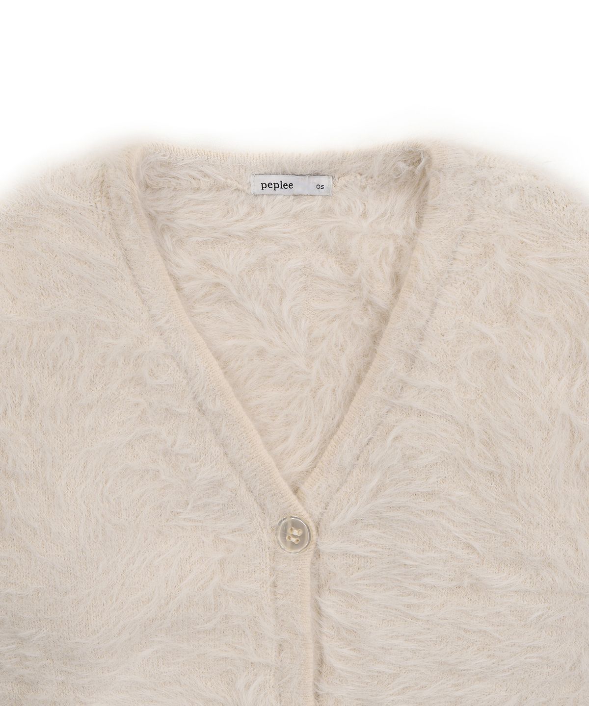 페플리(PEPLEE) V-neck Fur Cardigan (Ivory)