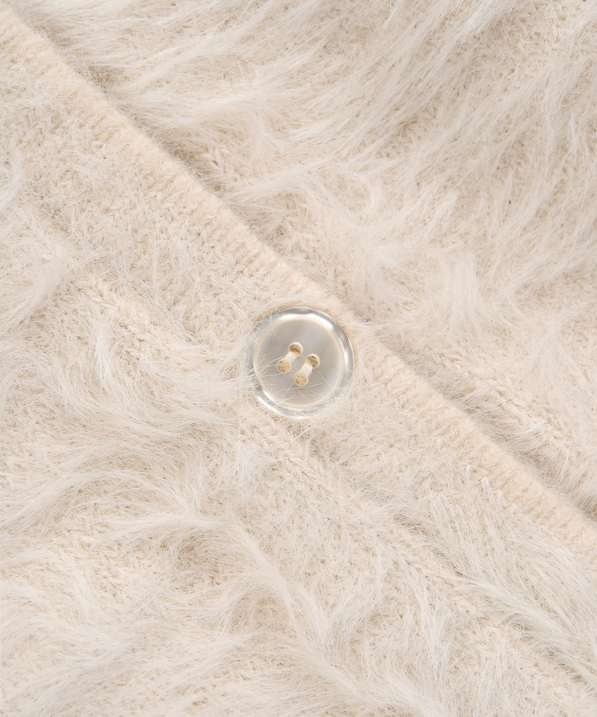 페플리(PEPLEE) V-neck Fur Cardigan (Ivory)