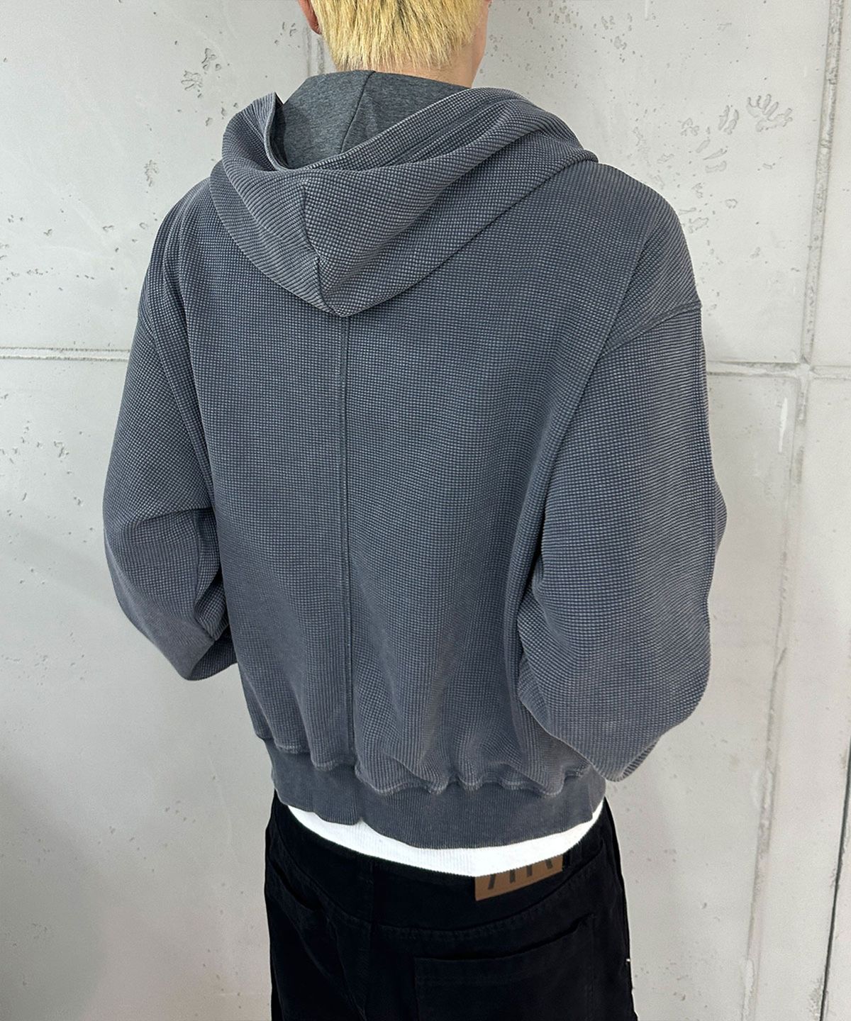 기철(KICHUL) Grit Waffle Hood Zip-up (Charcoal)