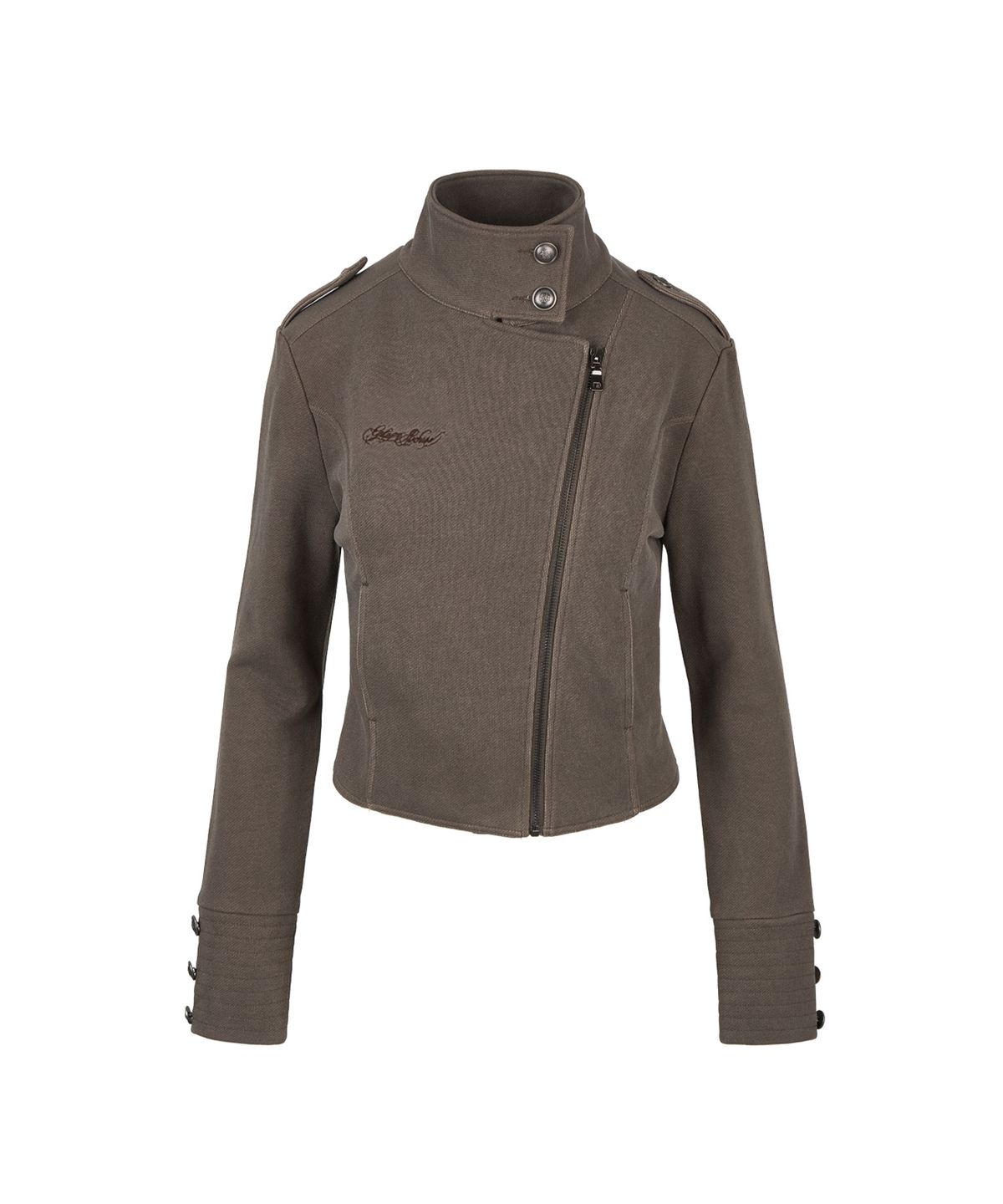 길라아카이브(GILAARCHIVE) HIGH NECK NAPOLEON SIDE ZIP JACKET_BROWN