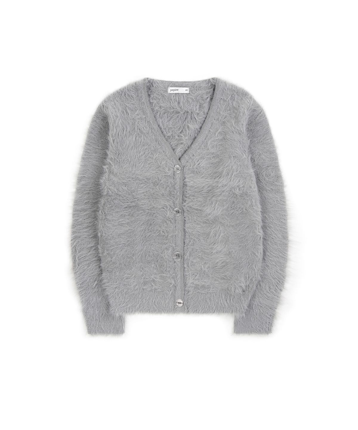 페플리(PEPLEE) V-neck Fur Cardigan (Grey)