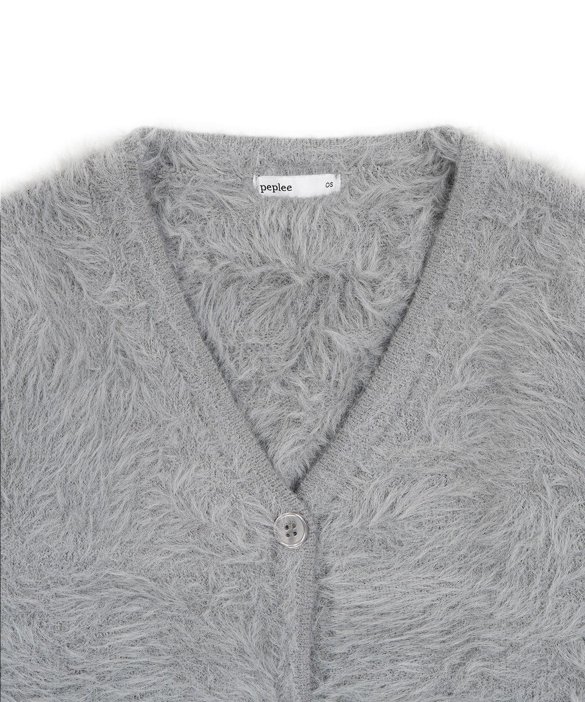페플리(PEPLEE) V-neck Fur Cardigan (Grey)