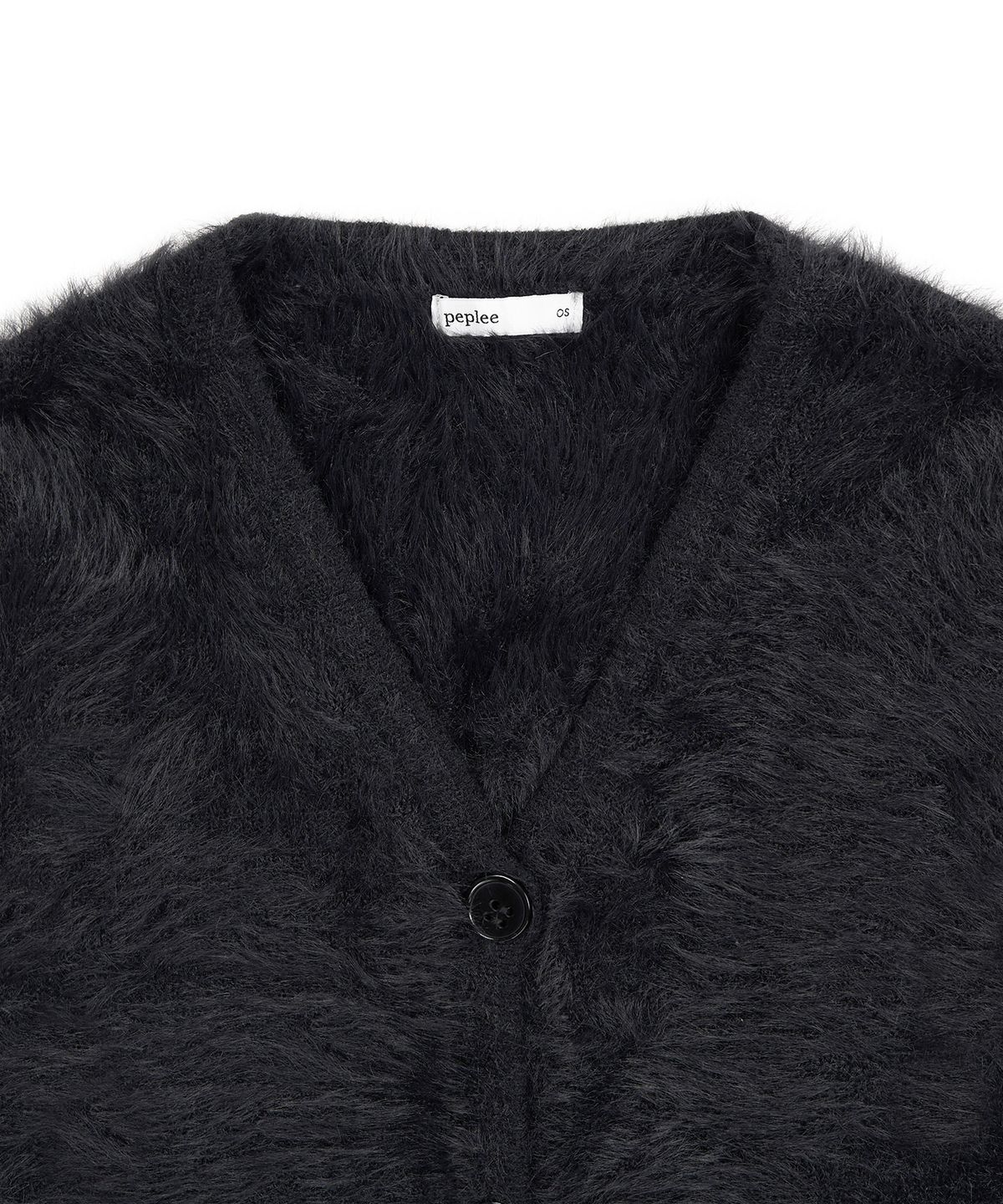 페플리(PEPLEE) V-neck Fur Cardigan (Black)