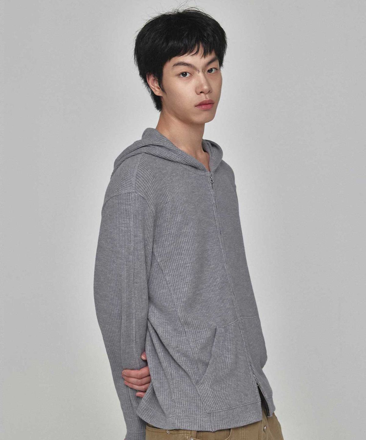 기철(KICHUL) Mono Knit Zip Hoodie (Grey)
