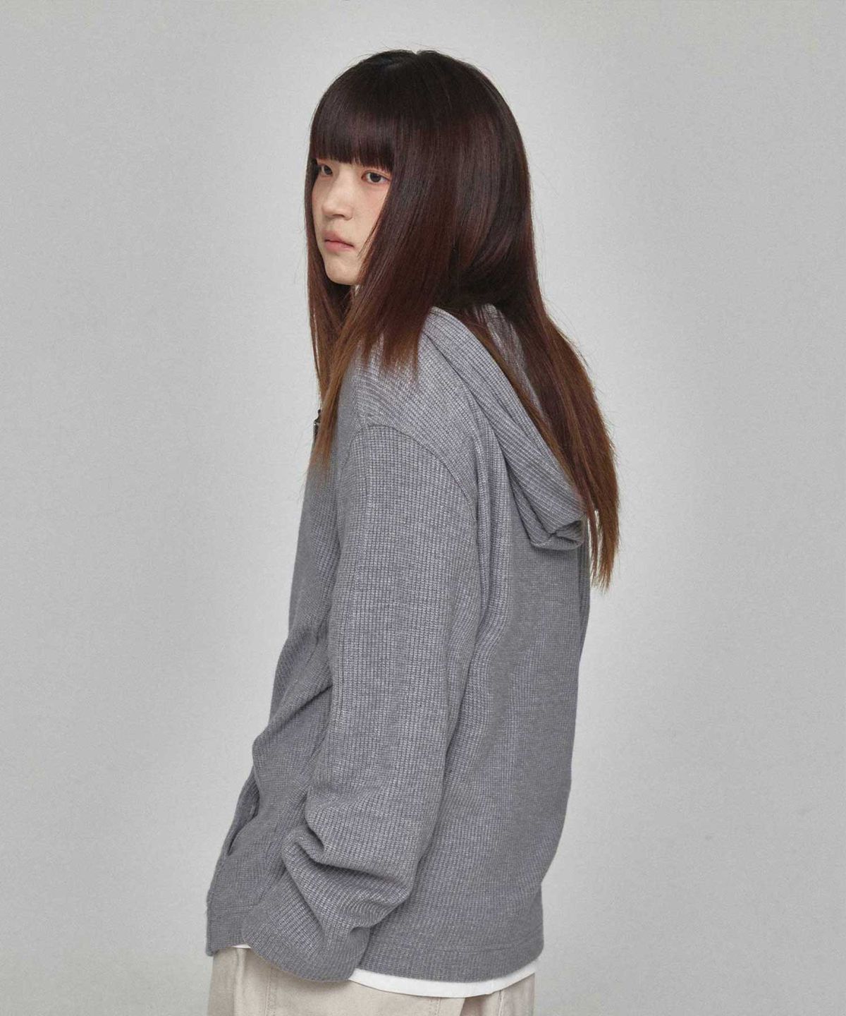 기철(KICHUL) Mono Knit Zip Hoodie (Grey)