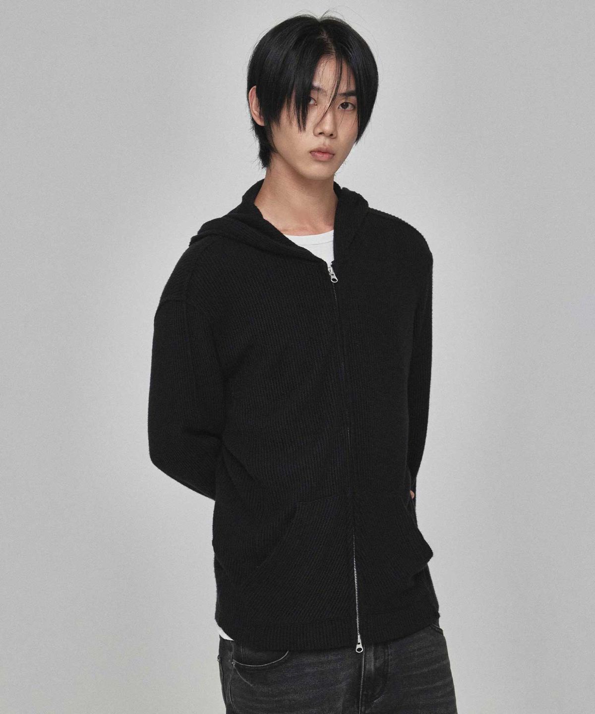 기철(KICHUL) Mono Knit Zip Hoodie (Black)