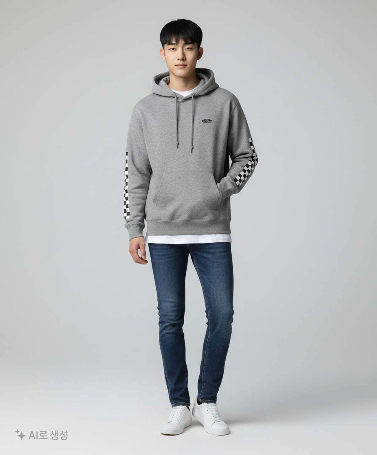 반스(VANS) 체커보드 OTW 후드 - (SMU) 그레이 M