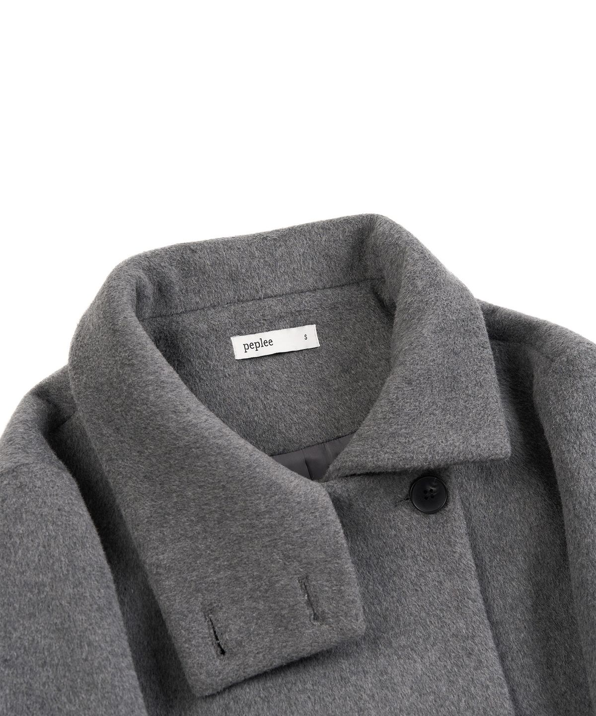 페플리(PEPLEE) Button High Neck Short Coat (Grey)