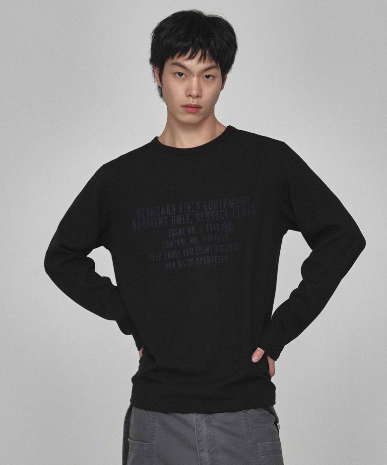 Label Waffle Long Sleeve (Black)
