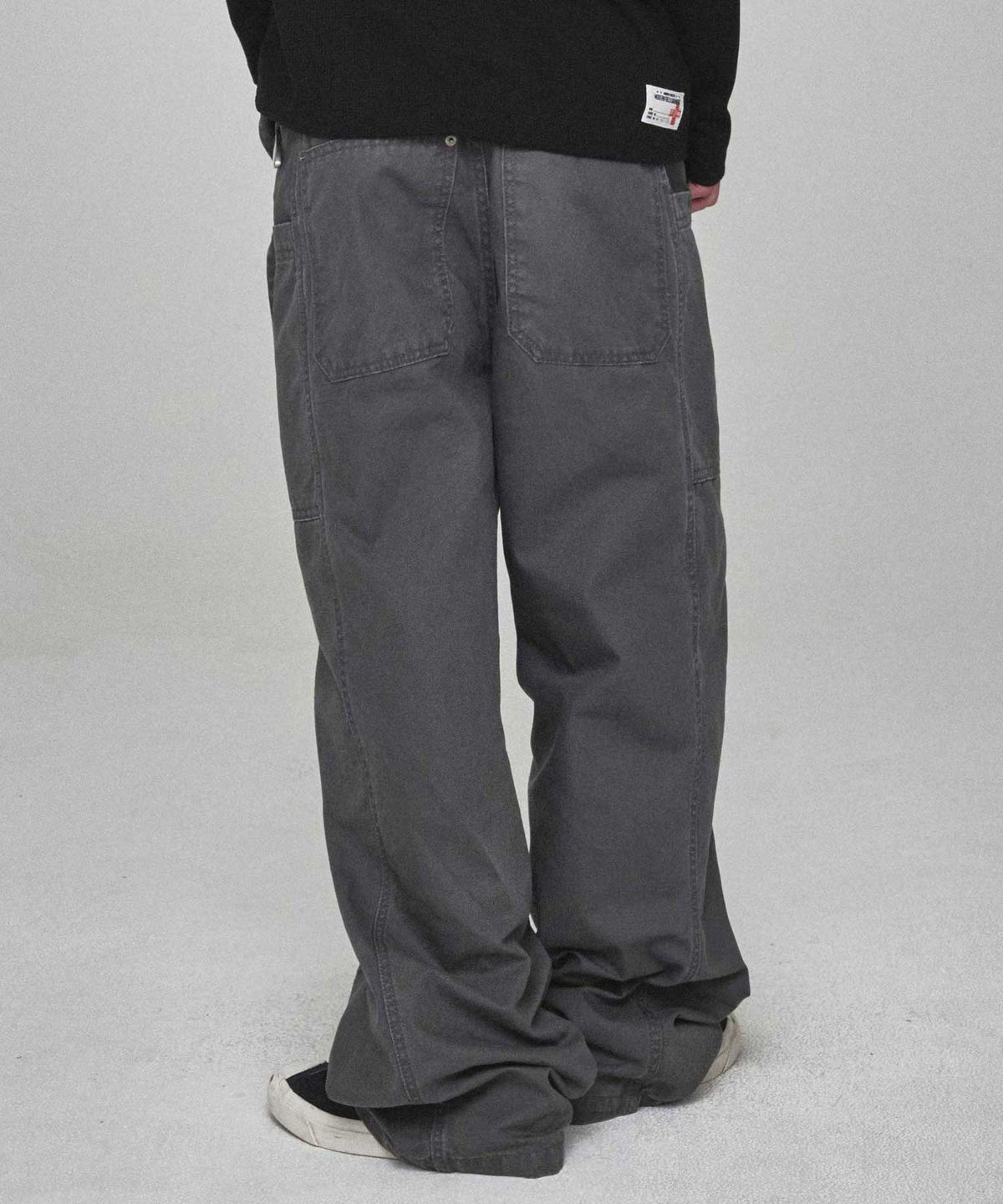 기철(KICHUL) Side Tie Cotton Pants (Washed Charcoal)