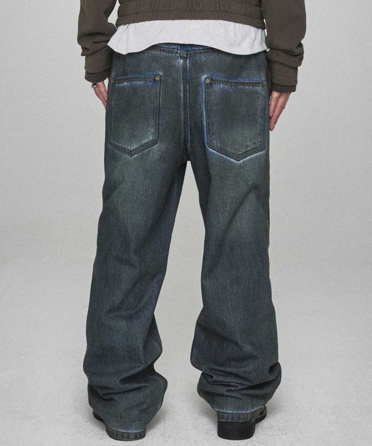 기철(KICHUL) Grease Wide Denim Pants (Dirty Indigo)
