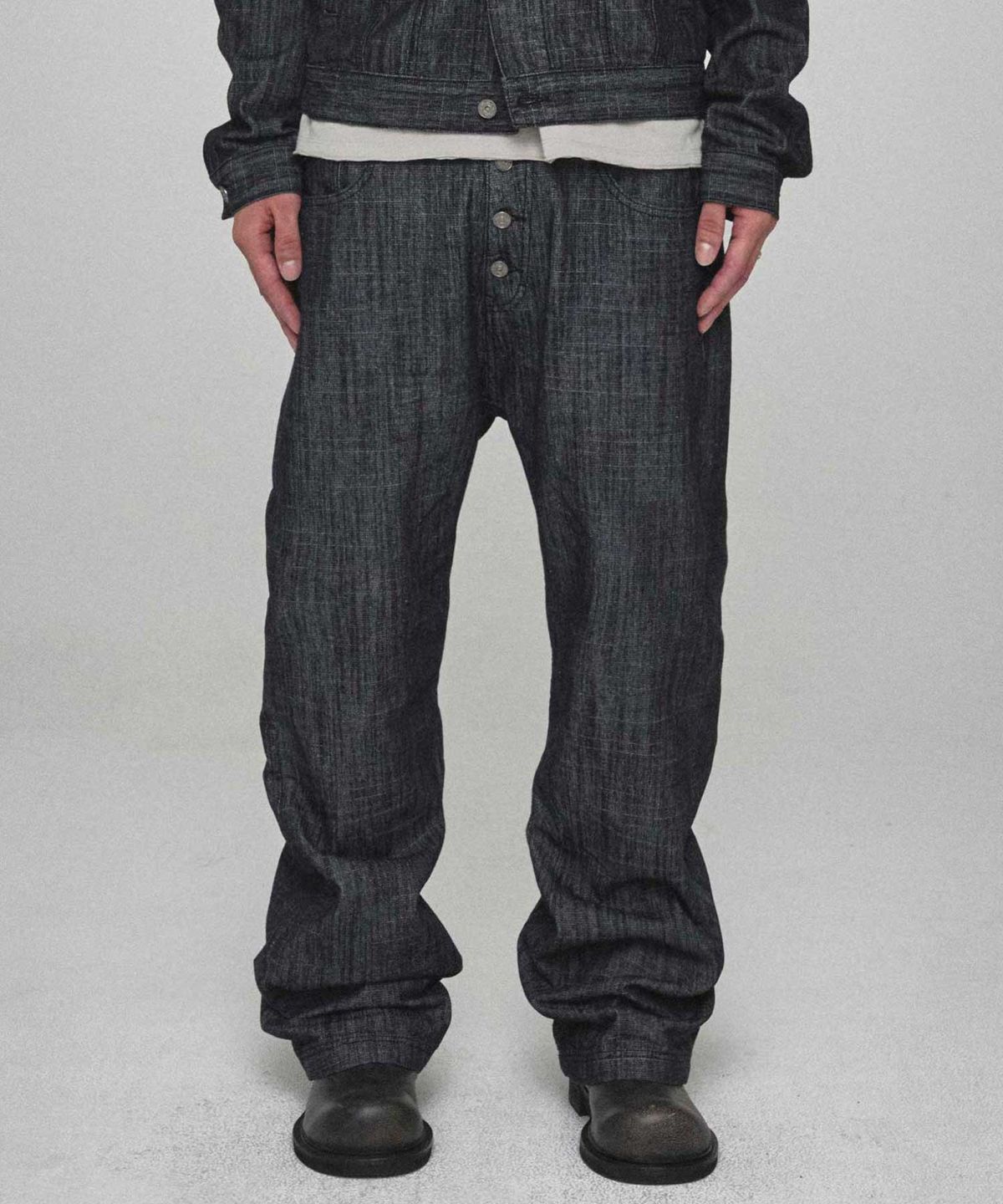 기철(KICHUL) Raw Straight Denim Pants (Black)