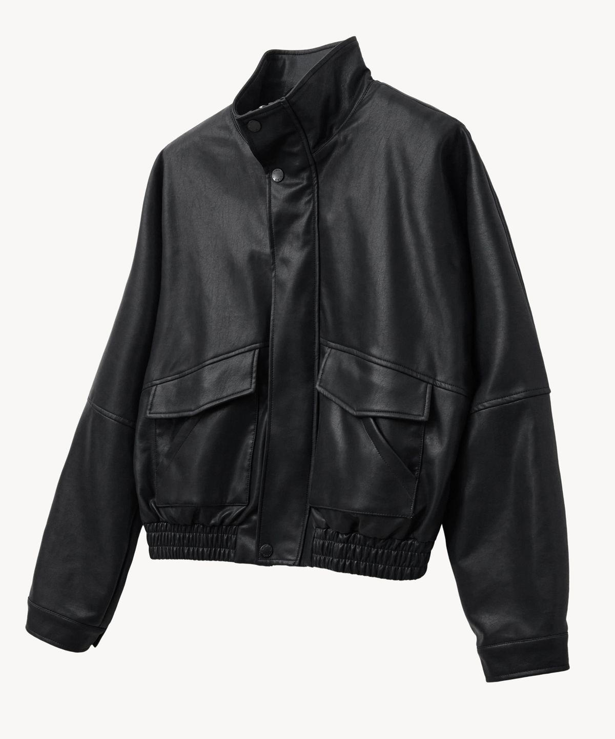 브이투(VTWO) 8311 크롭핏 레더 블루종 (BLACK)