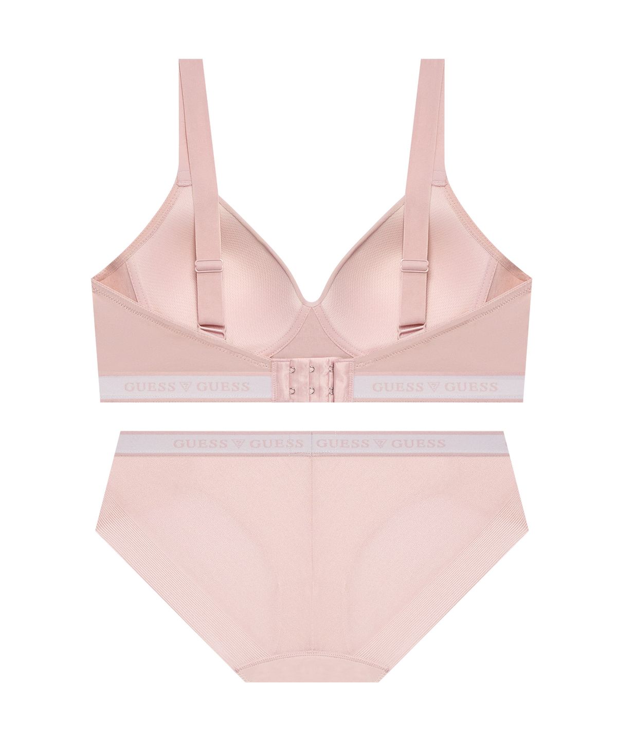 게스언더웨어(GUESS UNDERWEAR) 에어 메쉬몰드 노와이어 브라 팬티 세트 - 라이트핑크