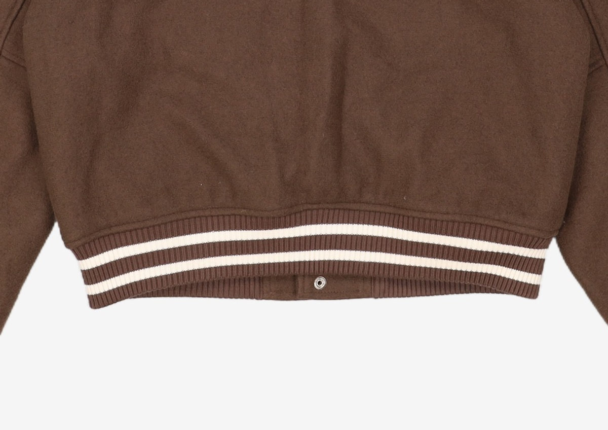 마리떼 프랑소와 저버(MARITHÉ + FRANҪOIS GIRBAUD) WOOL BLENDED VARSITY JACKET brown S