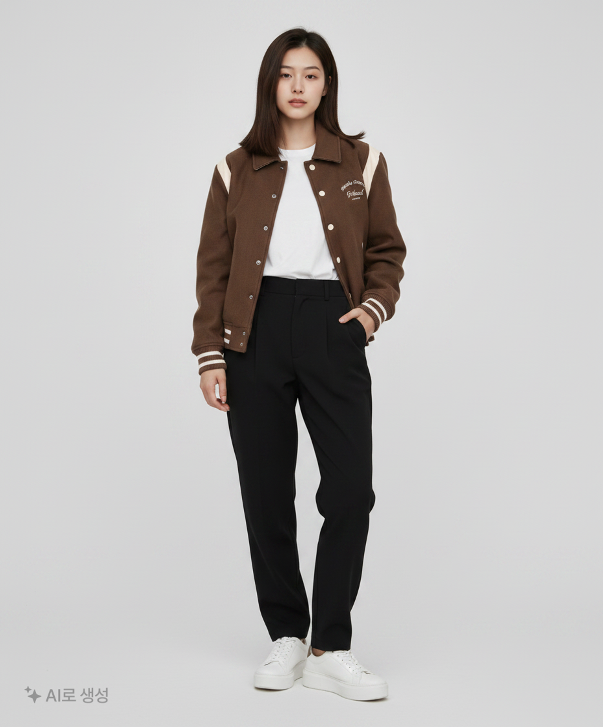 마리떼 프랑소와 저버(MARITHÉ + FRANҪOIS GIRBAUD) WOOL BLENDED VARSITY JACKET brown S
