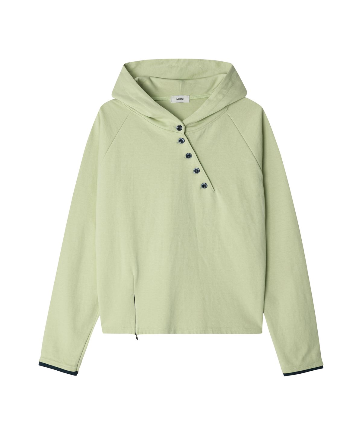 노이즈(NOISE) 레이어드 다이애그널 버튼 후드 티_[YELLOW]